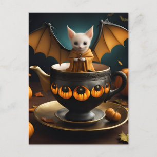 Carte Postale Chauve-souris adorable dans une tasse à thé