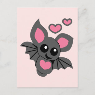 Carte Postale Chauve-souris bébé rose