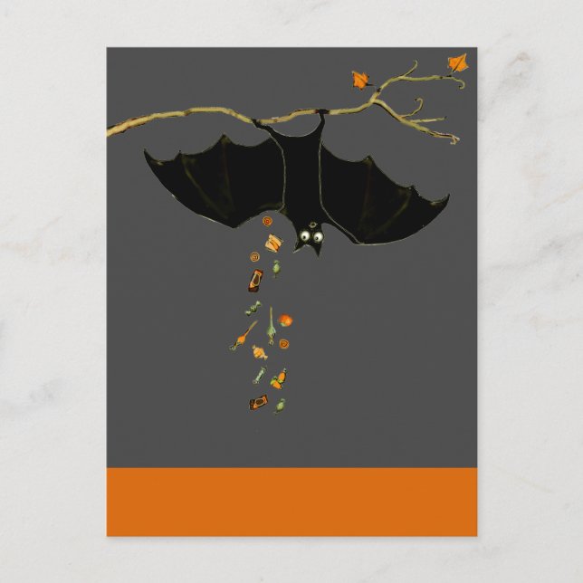 Carte Postale Chauve-souris drôle d'Halloween (Devant)