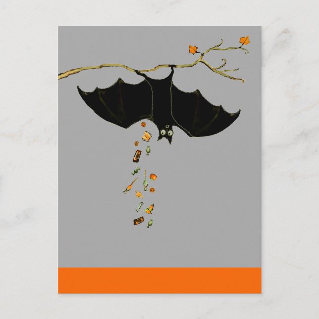 Carte Postale Chauve-souris drôle d'Halloween (Devant)