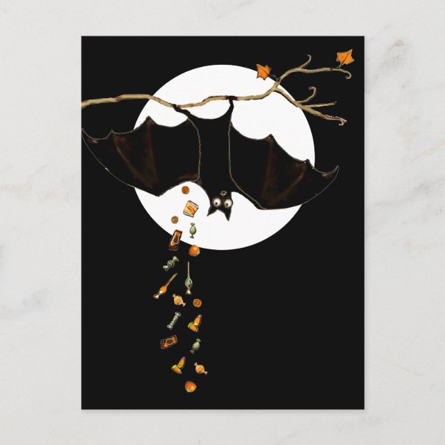 Carte Postale Chauve-souris drôle d'Halloween (Devant)