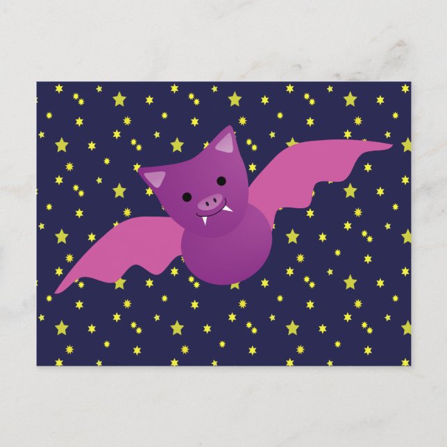 Carte Postale Chauve-souris rose (Devant)
