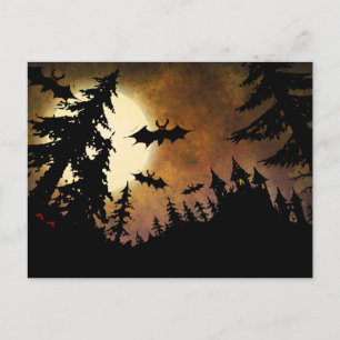 Carte Postale Chauves-souris Halloween personnalisées, Château e
