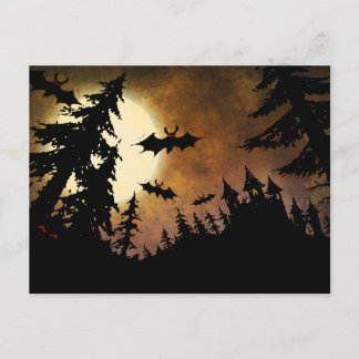 Carte Postale Chauves-souris Halloween personnalisées, Château e