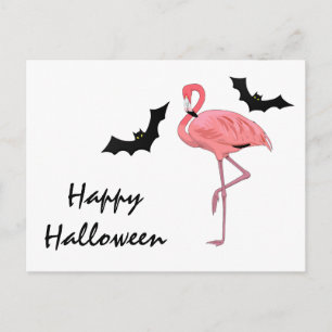 Carte Postale Chauves-souris vampires flamants Halloween