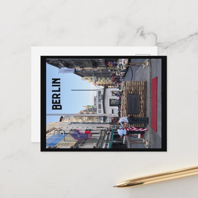 Carte Postale Checkpoint Charlie Berlin | Version couleur (Devant/Arrière en situation)