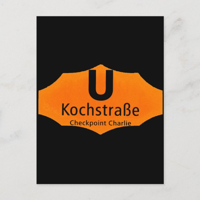 Carte Postale Checkpoint Charlie, Kochstrabe, UBahn, Orange,/Blk (Devant)