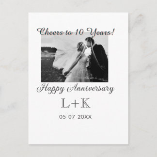 Carte Postale Cheers to 10 Years happy anniversary add photo dat