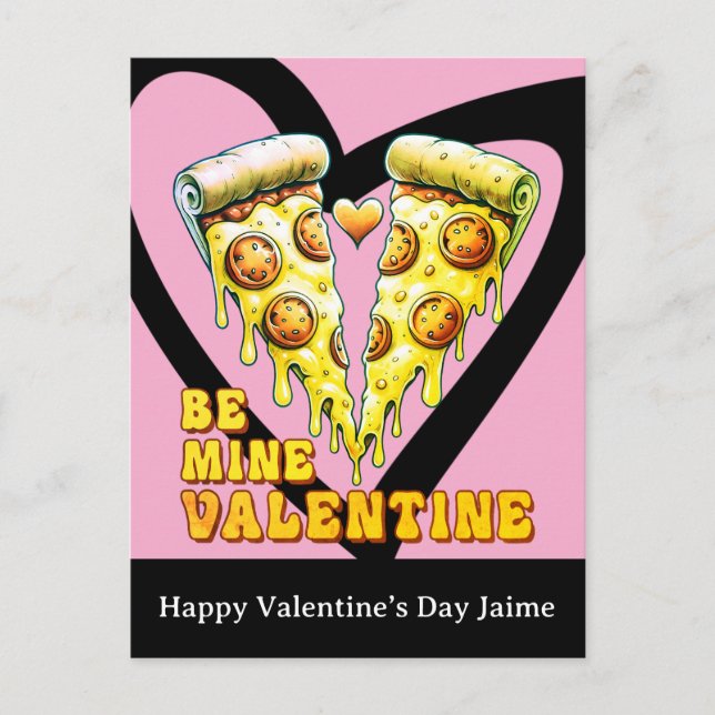 Carte Postale Cheese Pizza Be My Valentines Day Postcard (Devant)