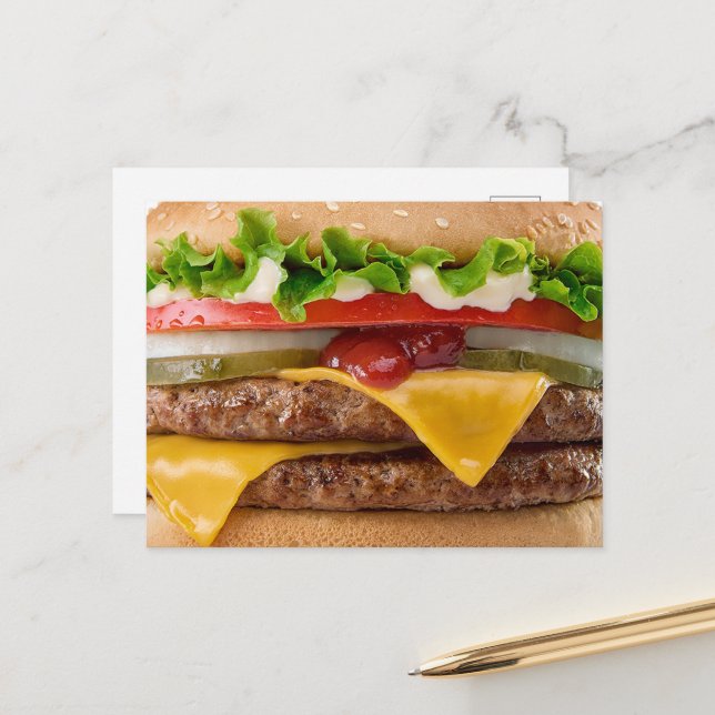 Carte Postale Cheeseburger (Devant/Arrière en situation)