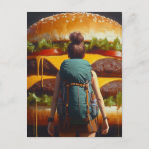 Carte Postale Cheeseburger Surreal Hiker Dream