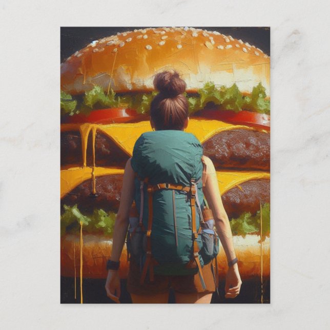 Carte Postale Cheeseburger Surreal Hiker Dream (Devant)