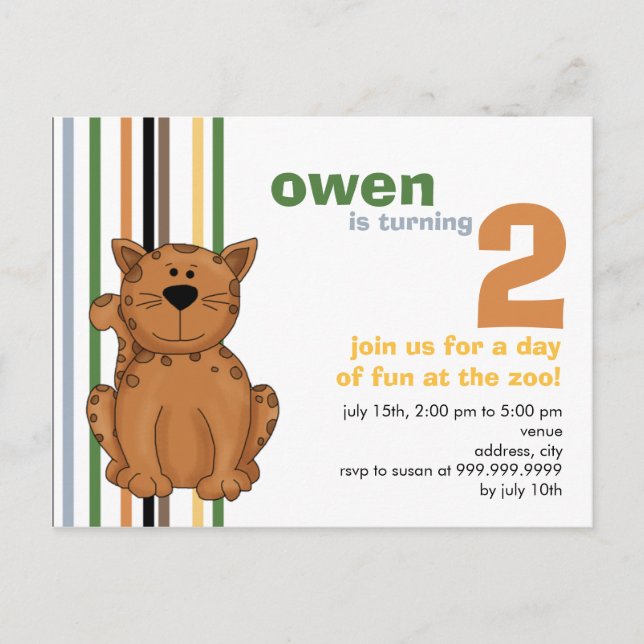 Carte Postale Cheetah ・ Invitation d'anniversaire (Devant)