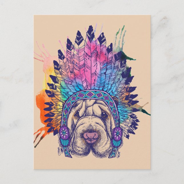 Carte Postale Chef amérindien de Sharpei (Devant)