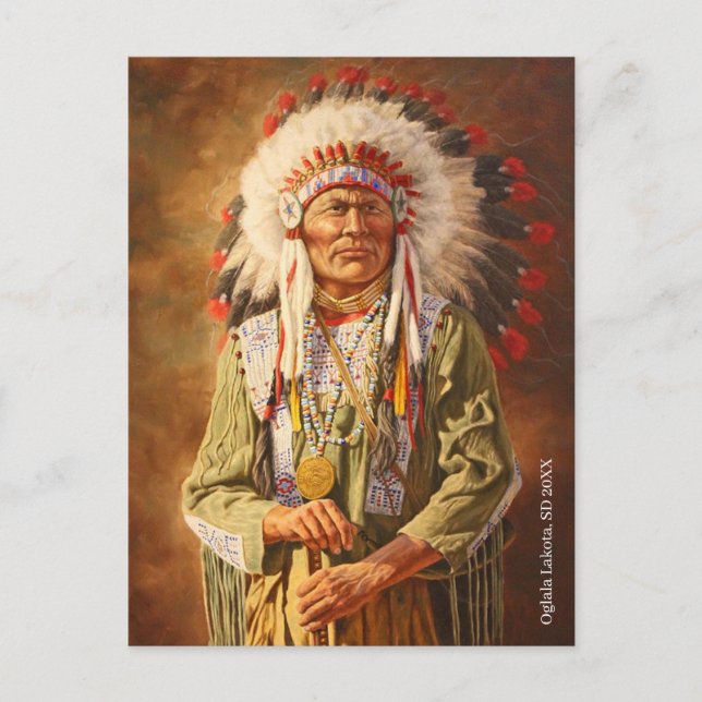 Carte Postale Chef amérindien Lakota (Devant)