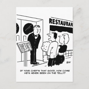 Carte Postale Chef au restaurant Not Bein on Television Cartoon