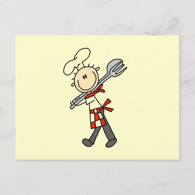 Carte Postale Chef avec pince à salade (Devant)