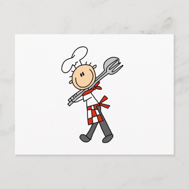 Carte Postale Chef avec pince à salade (Devant)