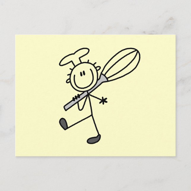 Carte Postale Chef Bâtonnet Avec Fouet (Devant)