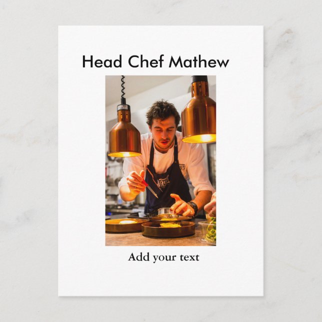 Carte Postale Chef cuisinier ajouter nom texte hommes cuisine bo (Devant)