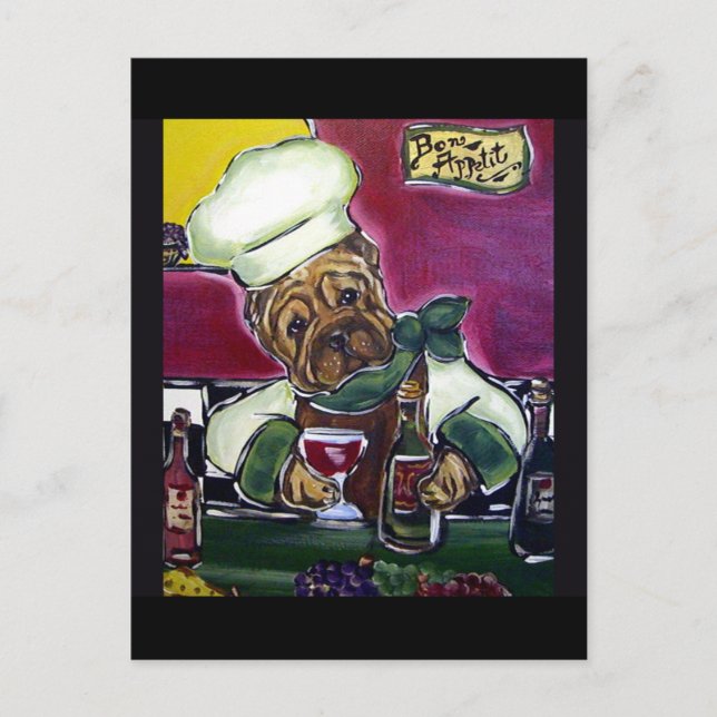 Carte Postale Chef de vin Shar-Pei (Devant)