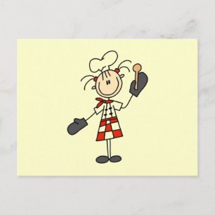 Carte Postale Chef Féminine avec Mitts et cuillère en bois
