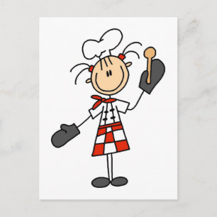 Carte Postale Chef femme avec des t-shirts et des cadeaux au fou