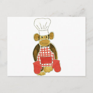Carte Postale Chef Monkey Red