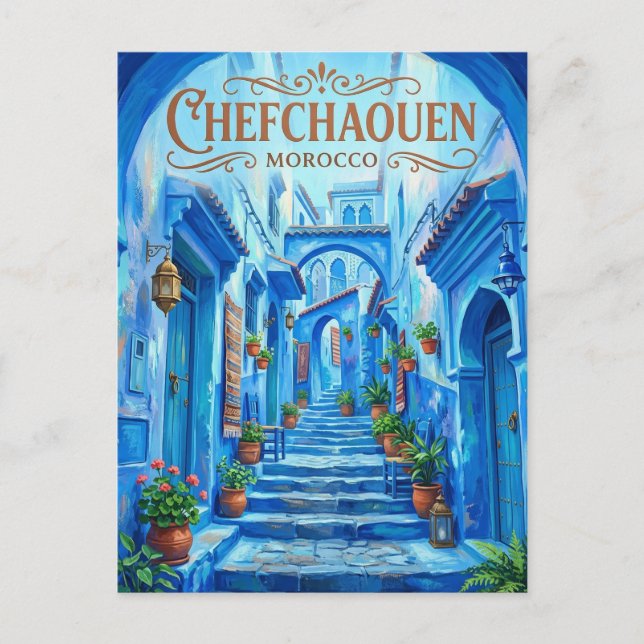 Carte Postale Chefchaouen Allée Bleue Maroc (Devant)