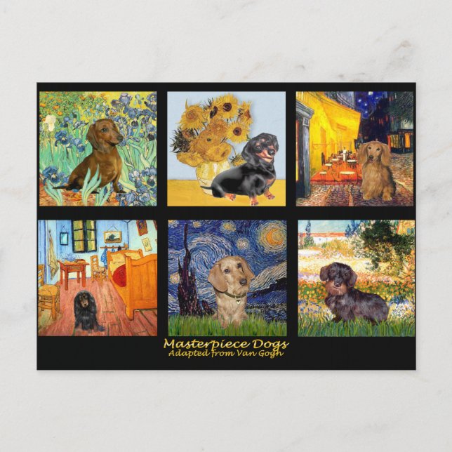 Carte Postale Chefs-d'œuvre de Dachshunds composites (Devant)