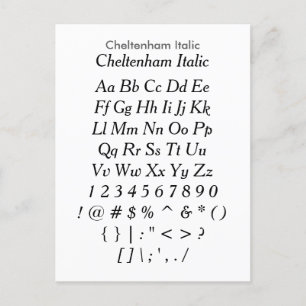 Carte Postale Cheltenham Italic - Zazzle Fiche d'échantillon