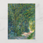Carte Postale Chemin dans les Bois Vincent van Gogh<br><div class="desc">Une carte postale d'art avec le tableau,  Path in the Woods (1887),  de Vincent van Gogh (1853-1890). Un paysage verdoyant d'un sentier à travers les arbres avec des pommes de soleil.</div>