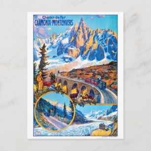 Carte Postale Chemin de fer de Montevers, France, train au-dessu