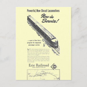 Carte Postale Chemin de fer Erie 1948 Nouvelles locomotives dies