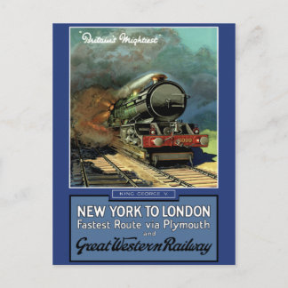 Carte Postale Chemin de fer Great Western Londres New York