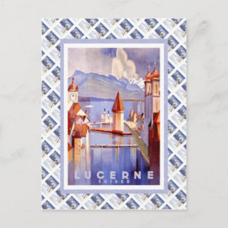 Carte Postale Chemin de fer suisse vintage Luzern Suisse