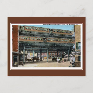 Carte Postale Chemin de fer surélevé de Bowery à New York, vinta