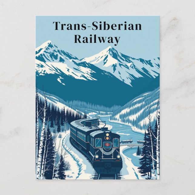 Carte Postale Chemin de fer Transsibérien Voyage Rétro (Devant)