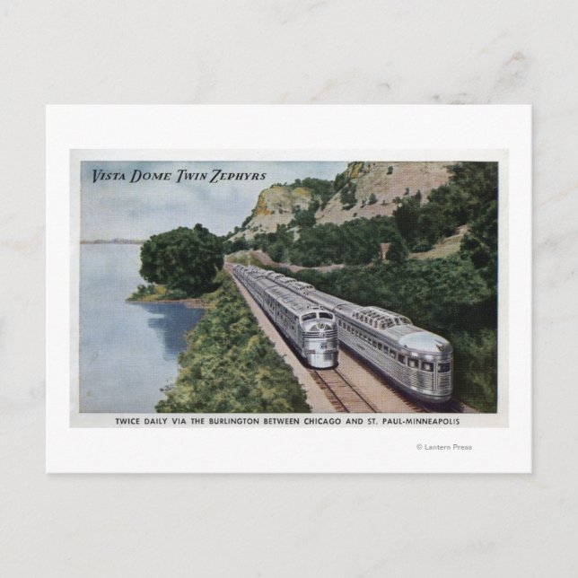 Carte Postale Chemin de fer Vista Dome Twin Zephers (Devant)