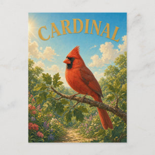 Carte Postale Chemin de Fleur Sauvage Cardinal Watercolor GeoSag