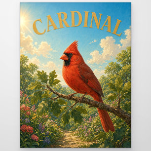 Carte Postale Chemin de Fleur Sauvage Cardinal Watercolor GeoSag