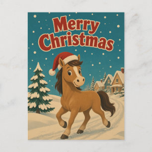 Carte Postale Chemin de la maisonnette du cheval Noël animal
