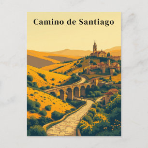 Carte Postale Chemin de pèlerinage Vintage voyage Camino de Sant