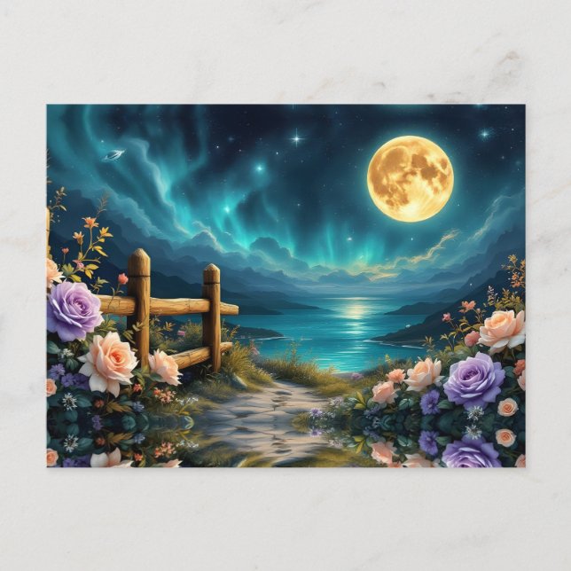 Carte Postale Chemin Floral Lune Vers La Plage (Devant)