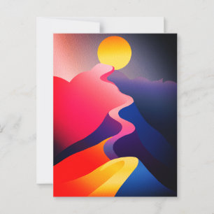 Carte Postale Chemin vers le Soleil – Montagne Abstraite Vibrant