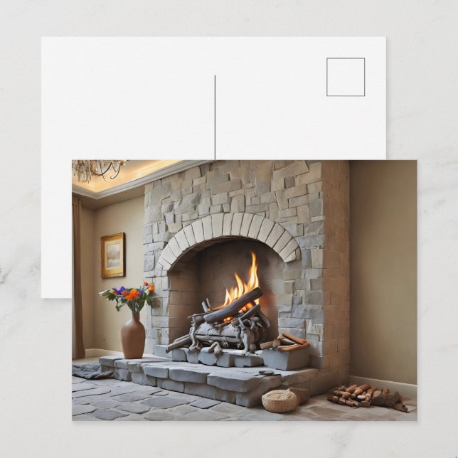 Carte Postale Cheminée à la maison (Devant / Derrière)