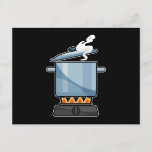 Carte Postale Cheminée avec casserole & couvercle