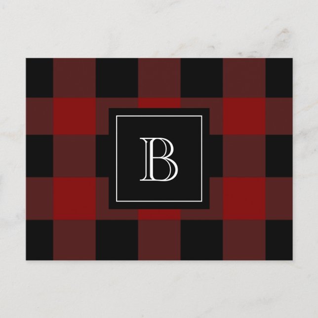 Carte Postale Chemise à carreaux rustique Monogramme initiale ro (Devant)