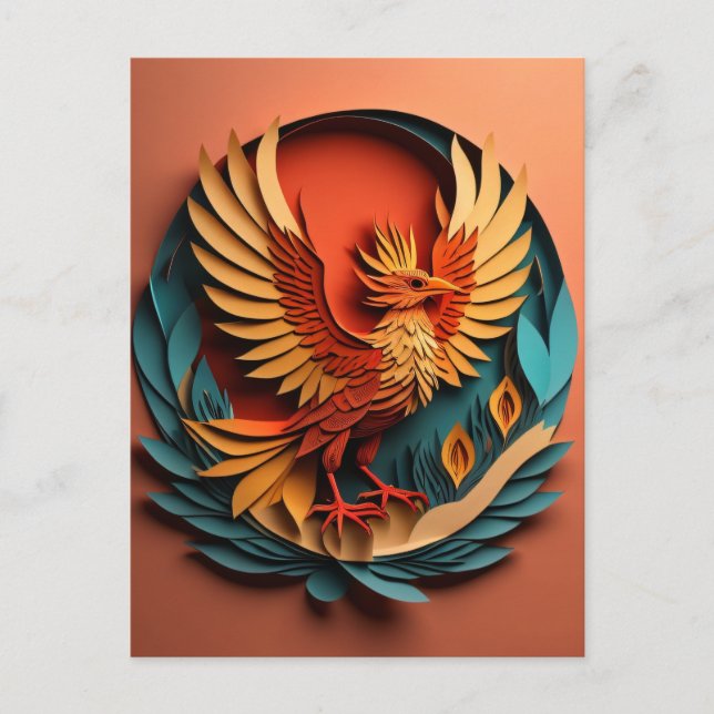 Carte Postale Chemise design en papier et art Phoenix  (Devant)