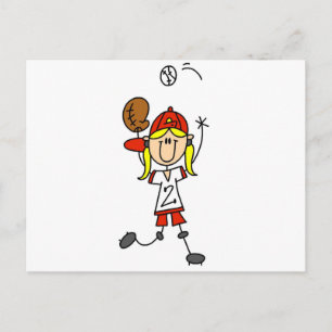 Carte Postale Chemise et Cadeaux Fille Attrapant un Baseball